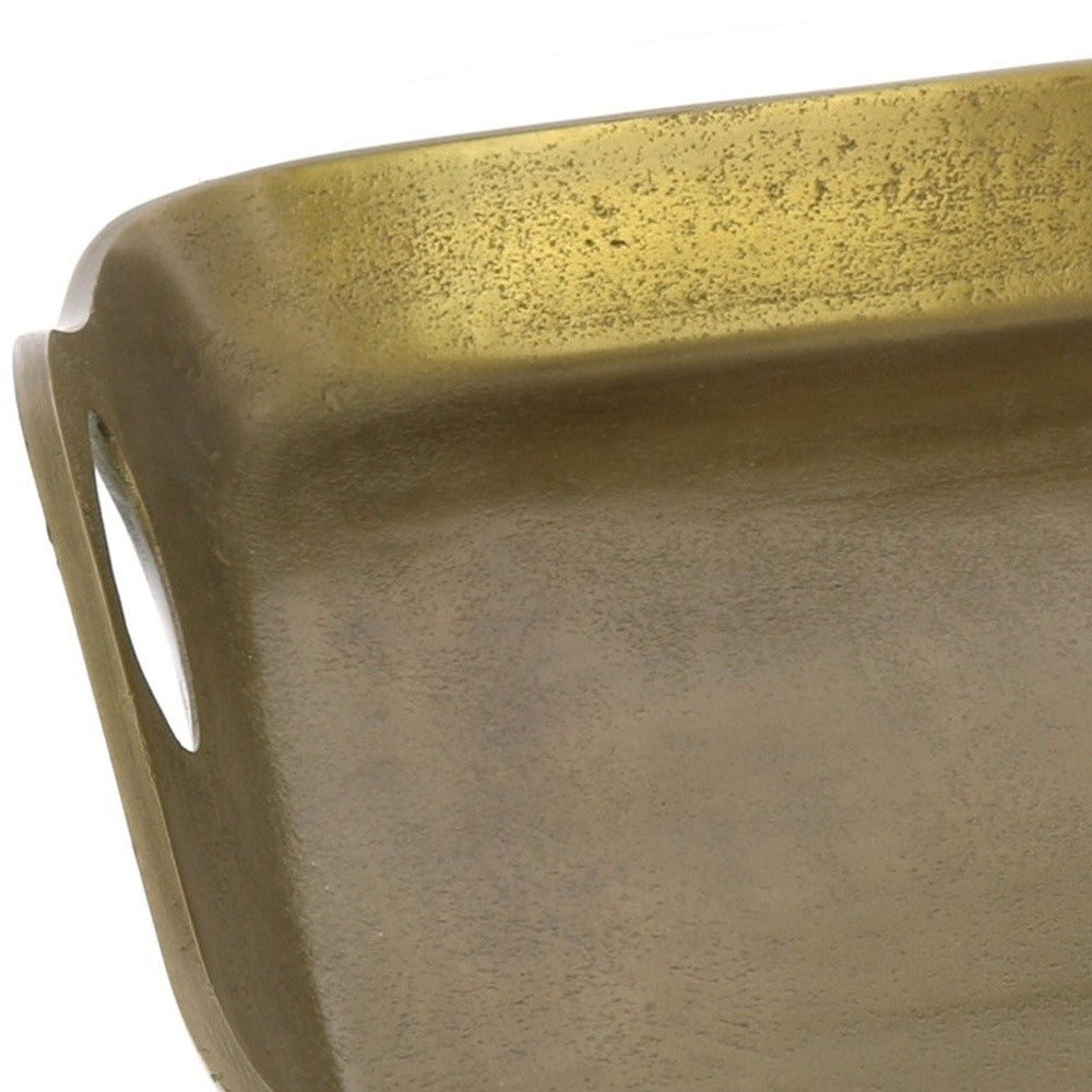 HomeRoots Jumbo Cast Iron Serving Tray in Gold Finish