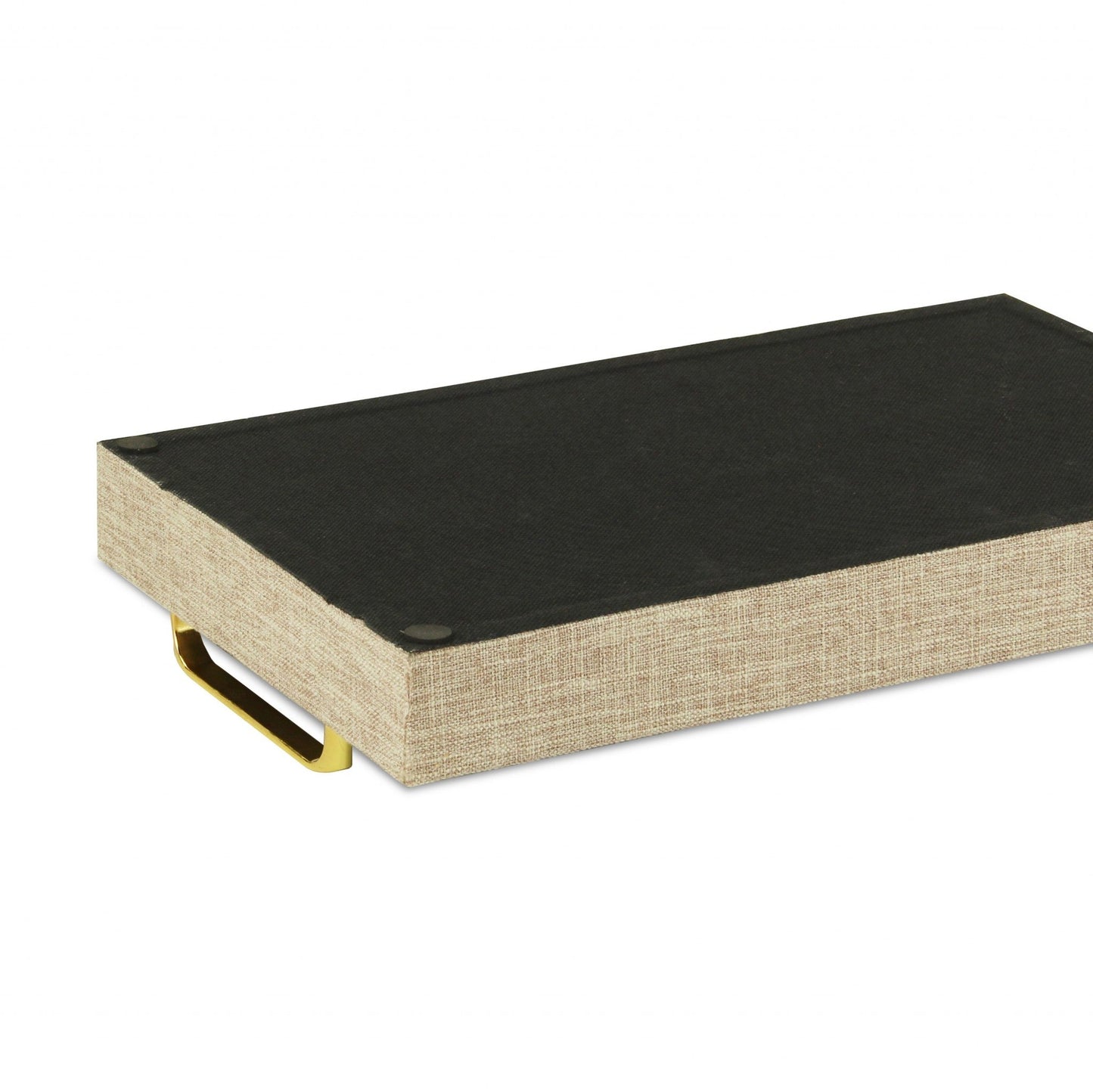 HomeRoots Linen And Wooden Tray in Beige Finish