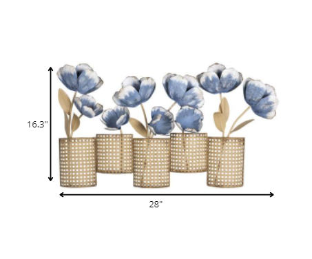 HomeRoots Metal Flower Pots Wall Decor