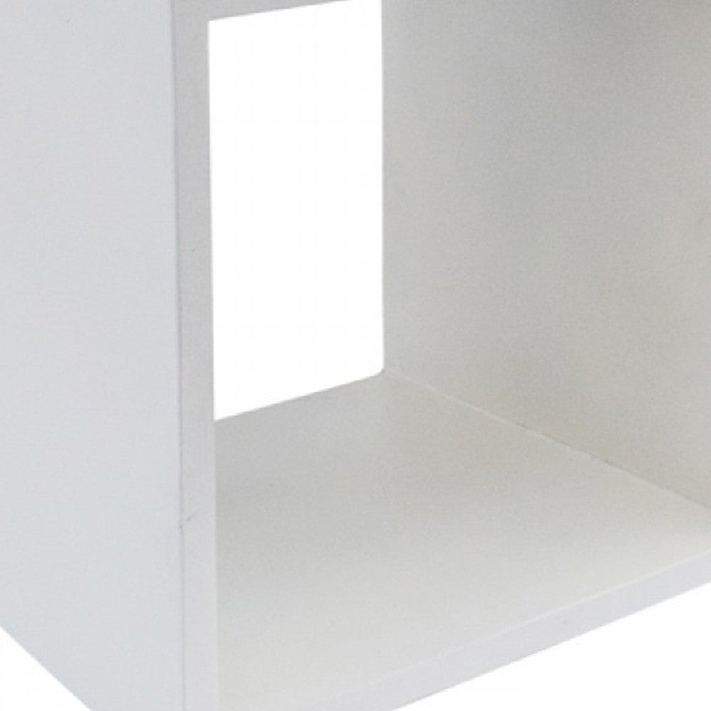 HomeRoots Minimalist White Concrete Open Cube End or Side Table