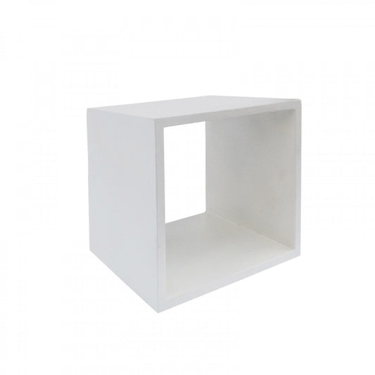 HomeRoots Minimalist White Concrete Open Cube End or Side Table