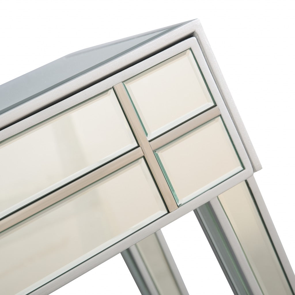 HomeRoots Mirror and Console Table in Stainless Steel Finish
