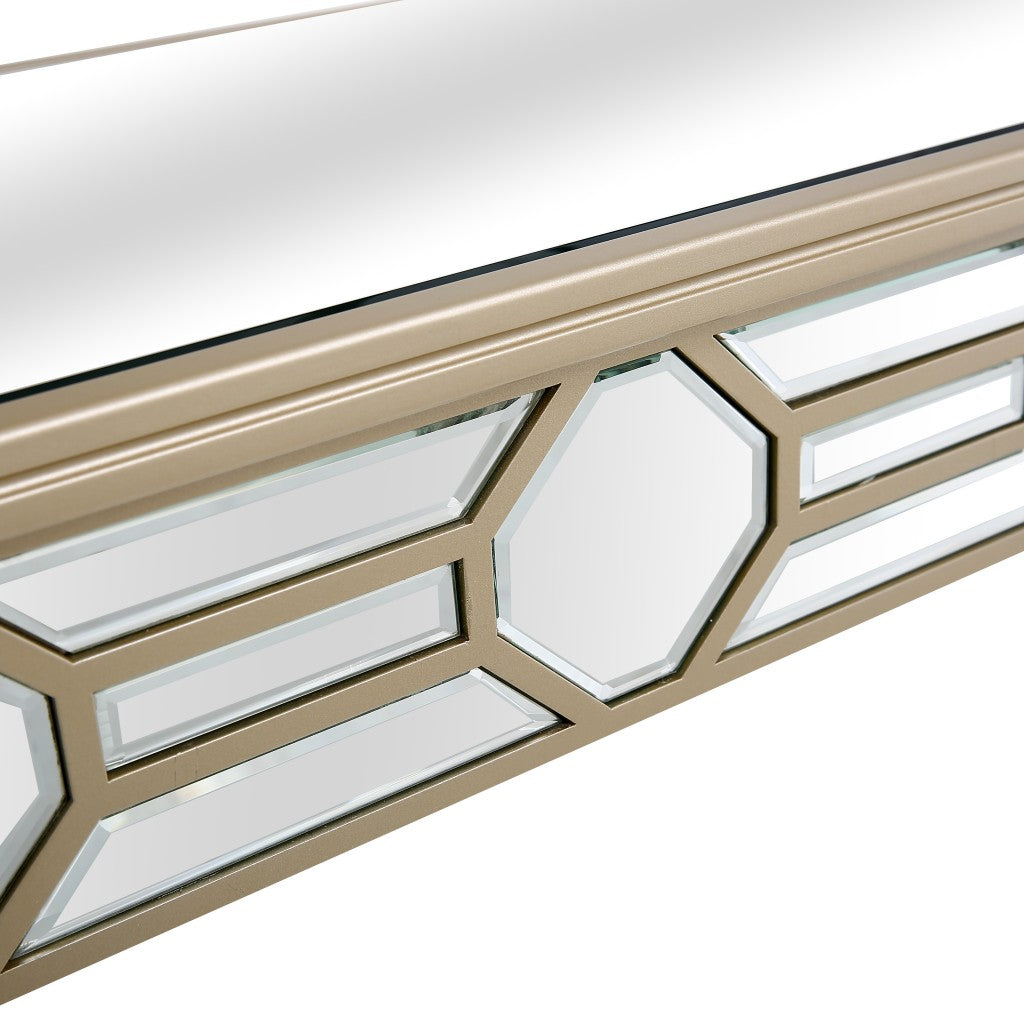 HomeRoots Mirrored Console Table With Gold Trim Finish