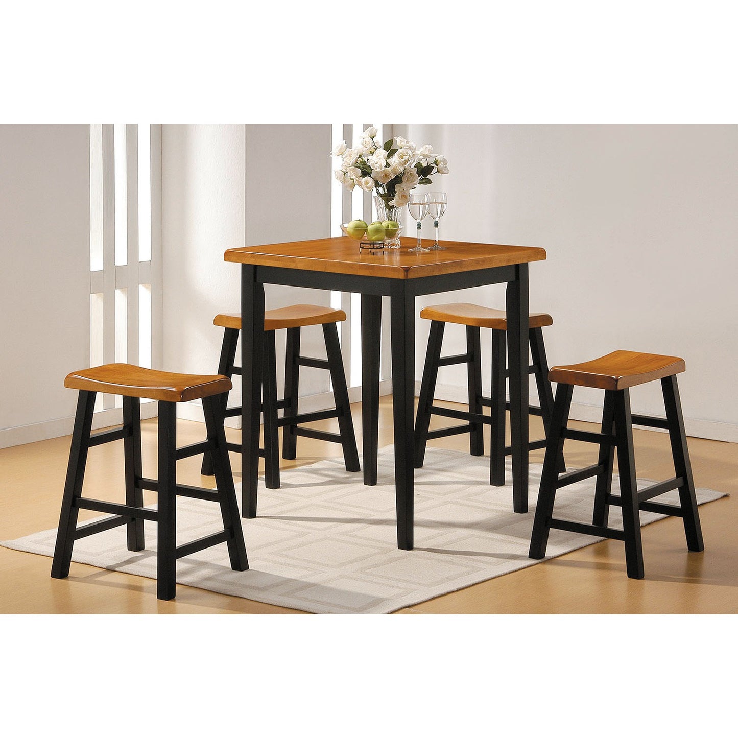 HomeRoots Mod Black And Natural Counter Height Five Piece Dining Set
