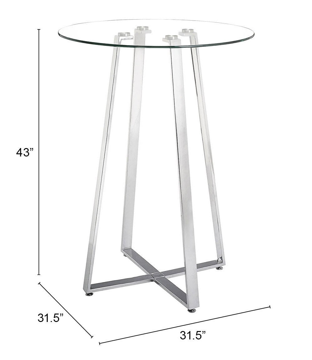 HomeRoots Mod Geo Chrome and Glass Round Bistro Dining Table