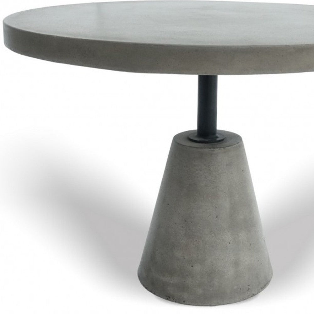 HomeRoots Mod Gray Concrete and Black Metal Pedestal End Table