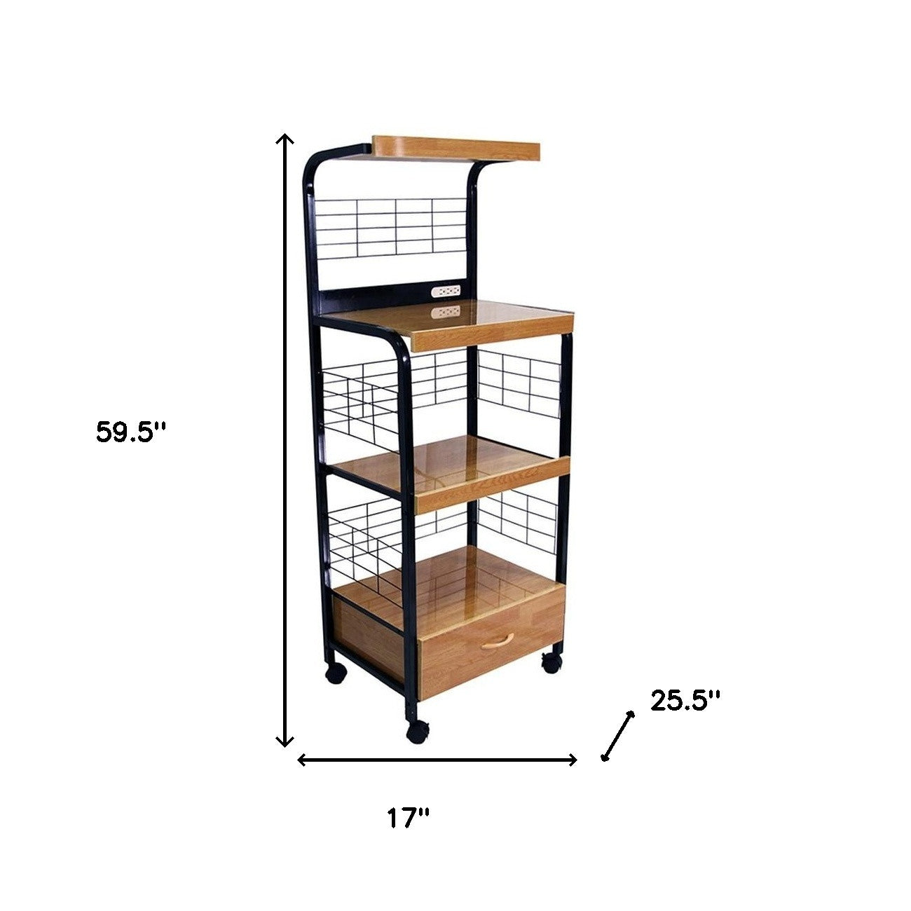 HomeRoots Mod Microwave Kitchen Cart With Black and Natural Finish