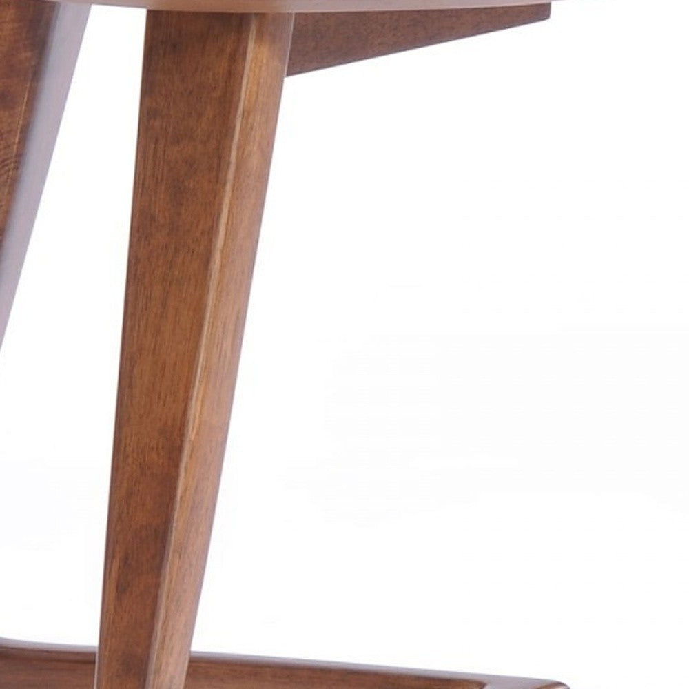HomeRoots Mod Walnut Wood Asymmetric End Table