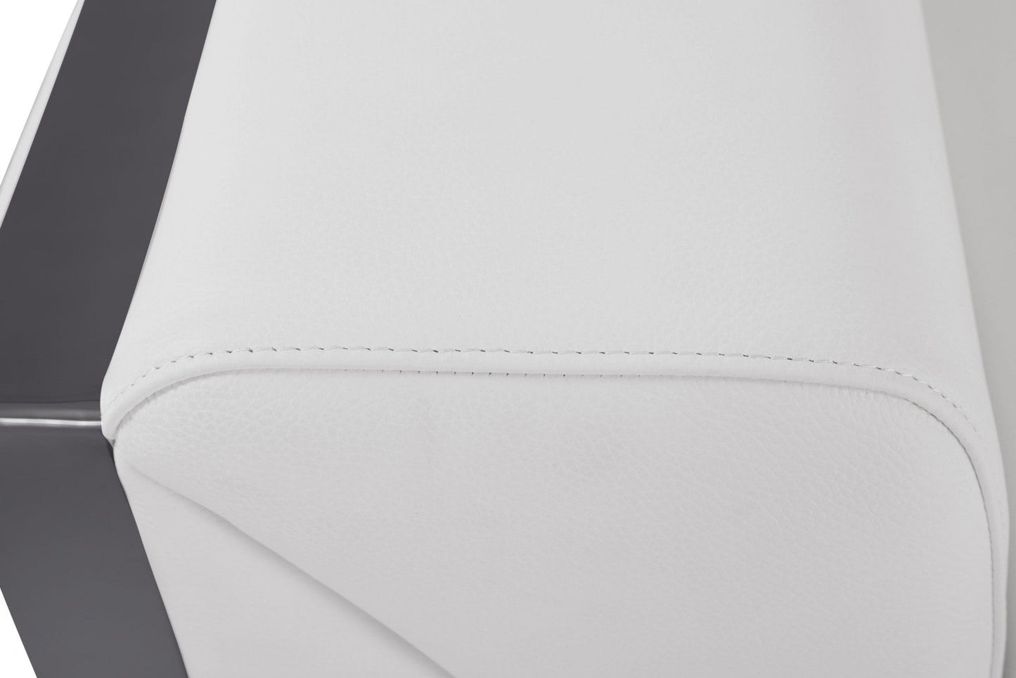 HomeRoots Mod Winter White Leather and Chrome Deco Accent Chair