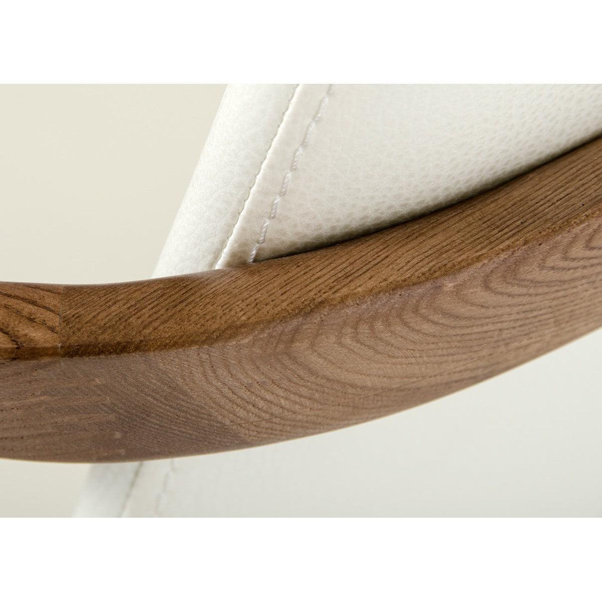 HomeRoots Mod Wood and Faux Dining Chair In Walnut And Cream