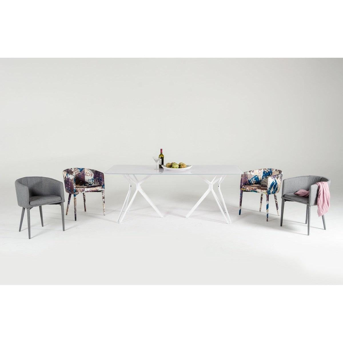 HomeRoots Modern Dining Or Accent Chair Wrapped In Pattern Fabric