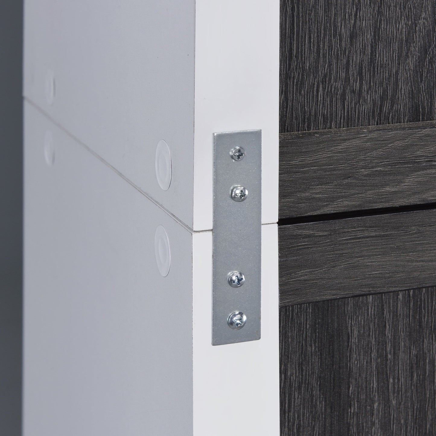 HomeRoots Modern Four Cube Storage Bookshelf in Dark Gray and White Finish