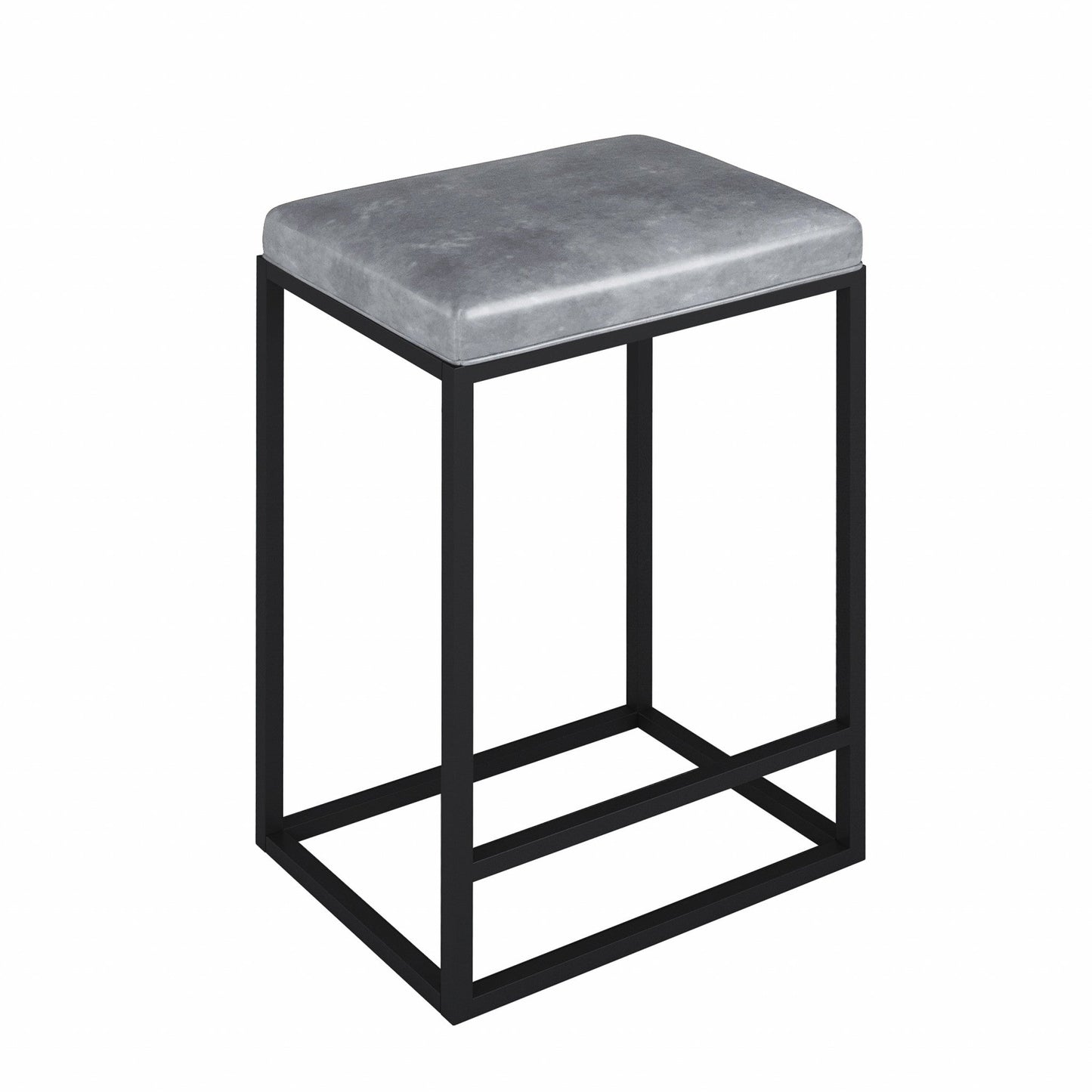 HomeRoots Modern Geo Grey Leather Bar Stools in Set of 2
