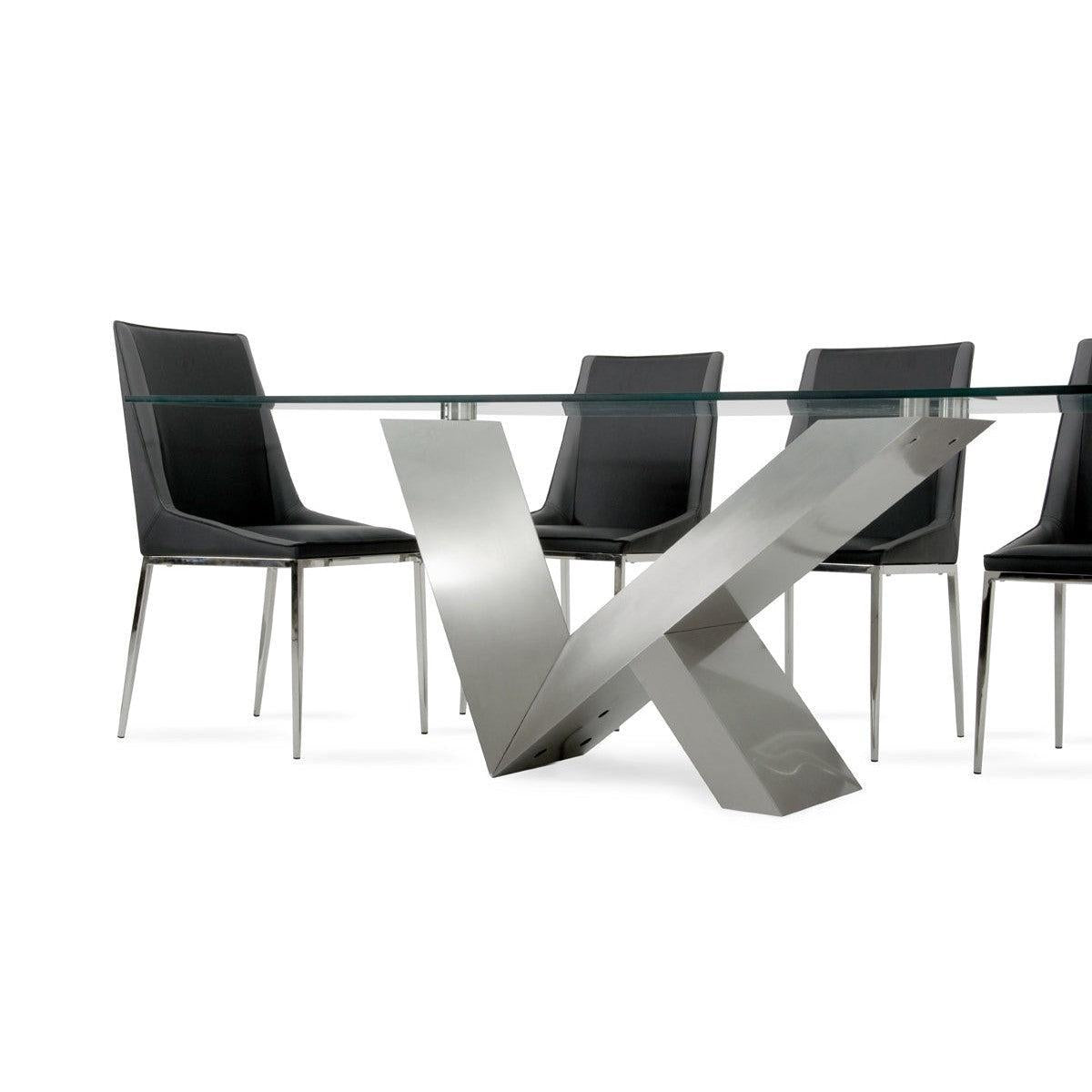 HomeRoots Modern Glass And Stainless Steel Dining Table