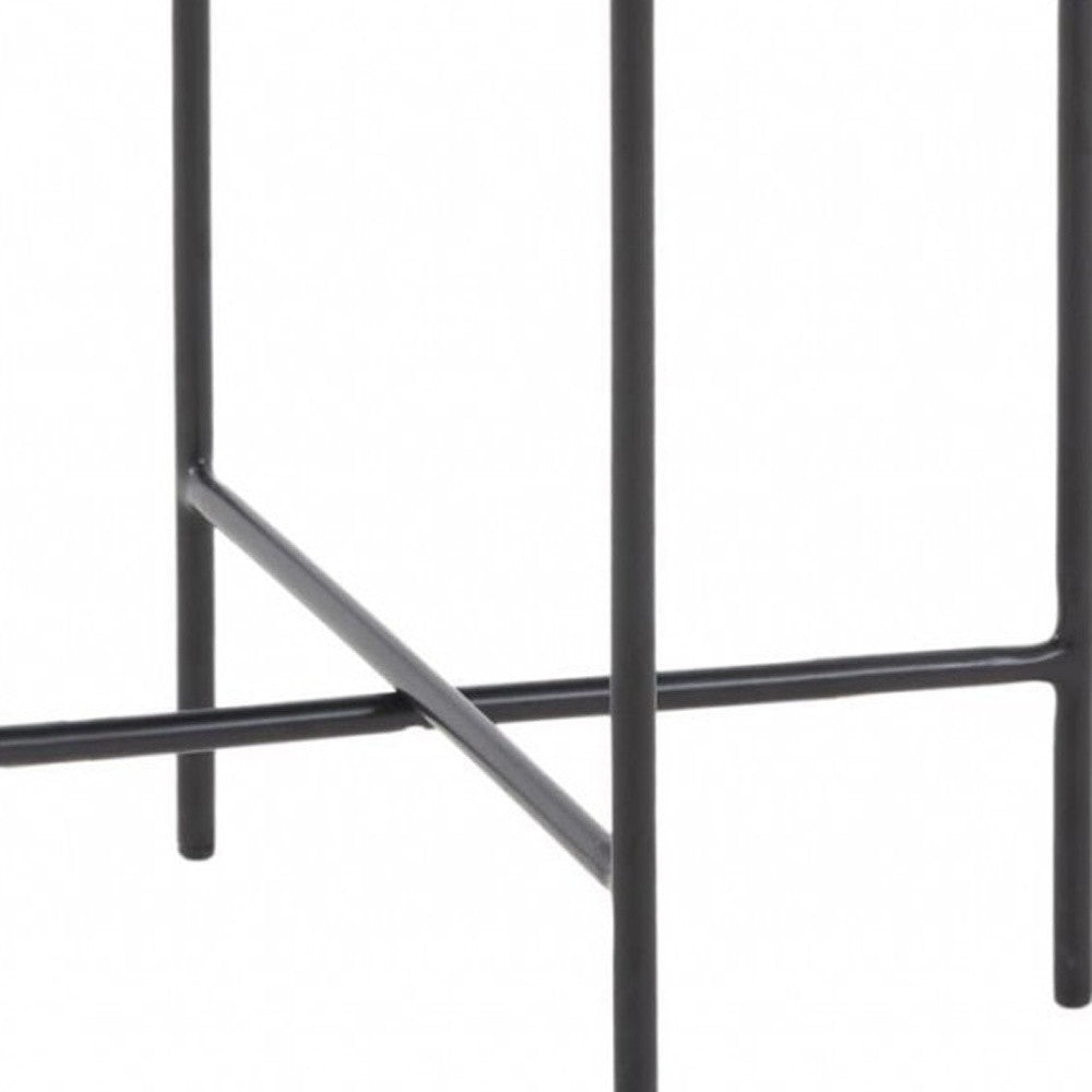 HomeRoots Modern Industrial Round Ceramic Side Table in Black Finish