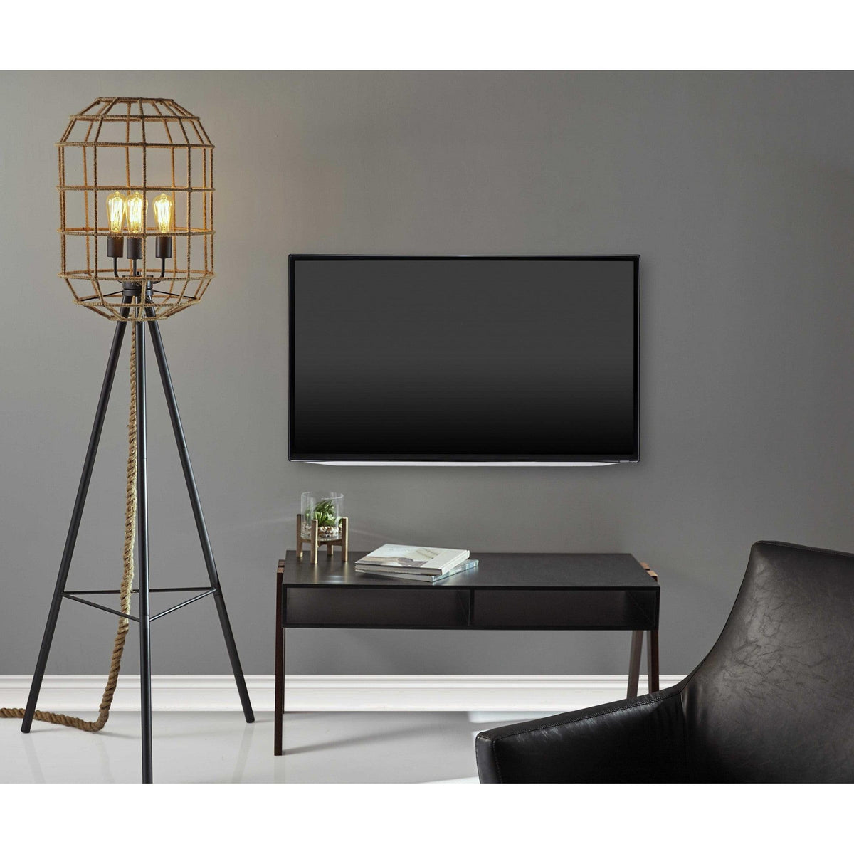 HomeRoots Modern Retro Black and Walnut Finish Coffee Table