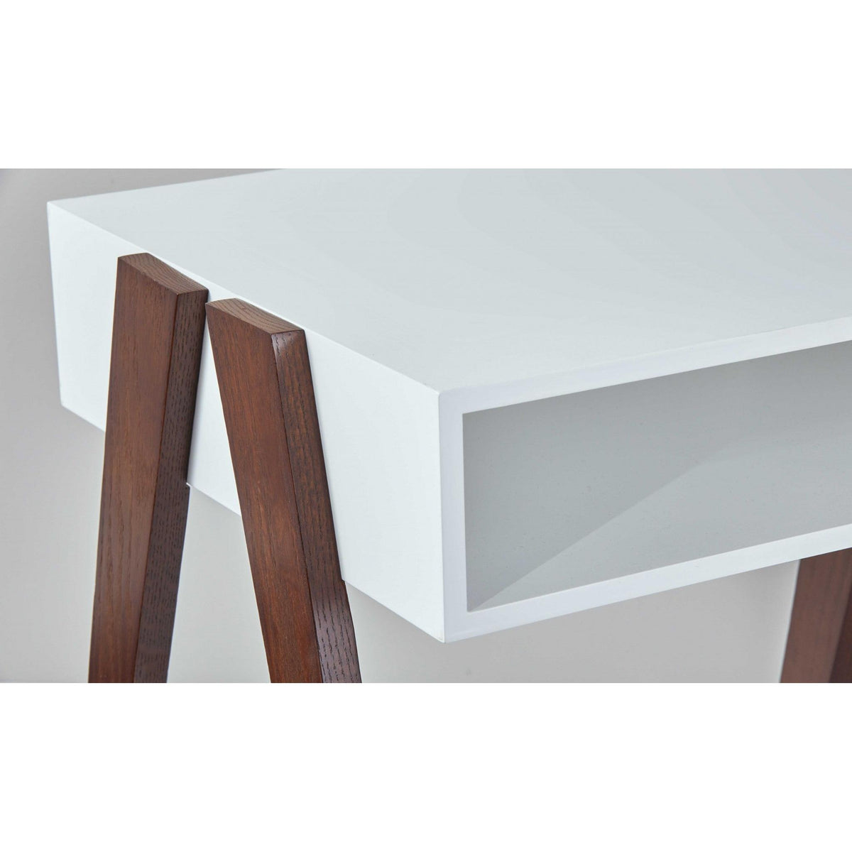 HomeRoots Modern Retro White and Walnut Finish Coffee Table
