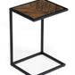 HomeRoots Modern Rustic Brown and Black Chevron Wood and Metal Snack Table