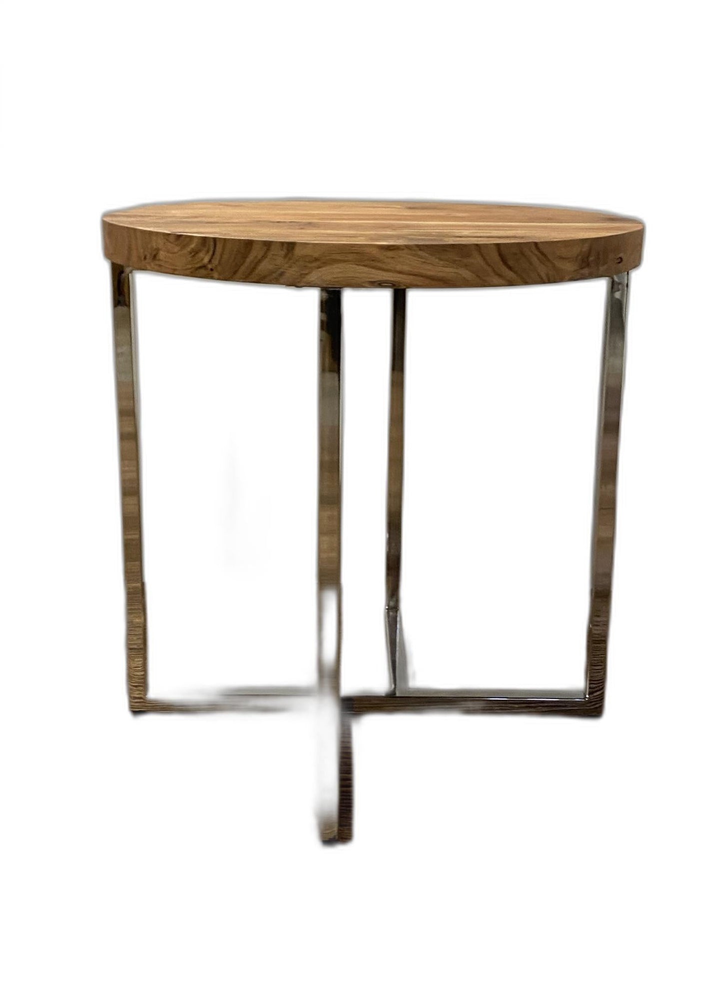 HomeRoots Modern Rustic Side or End Table With Antiqued Silver Finish