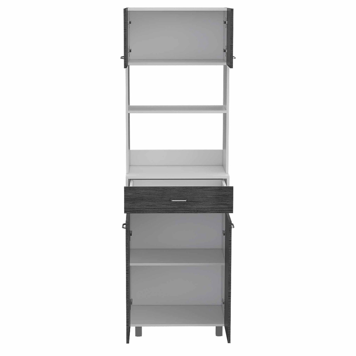 HomeRoots Modern Stria Tall Kitchen Cart in Gray Finish