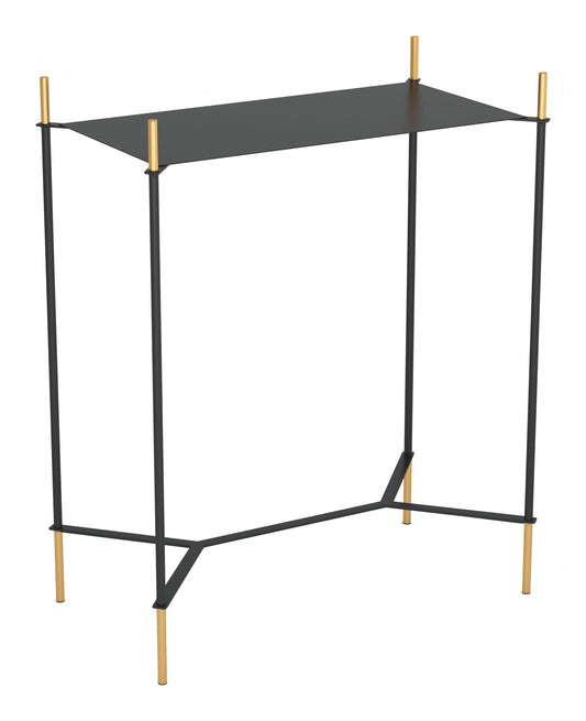 HomeRoots Moderna Black and Gold Accent Side Table