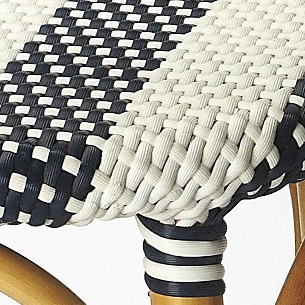 HomeRoots Navy Blue And White Rattan Bar Stool