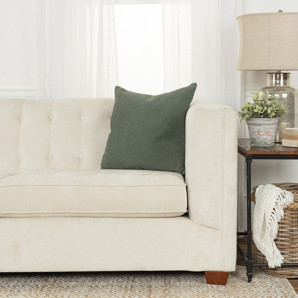 HomeRoots Olive Green Nubby Textured Modern Throw Pillow
