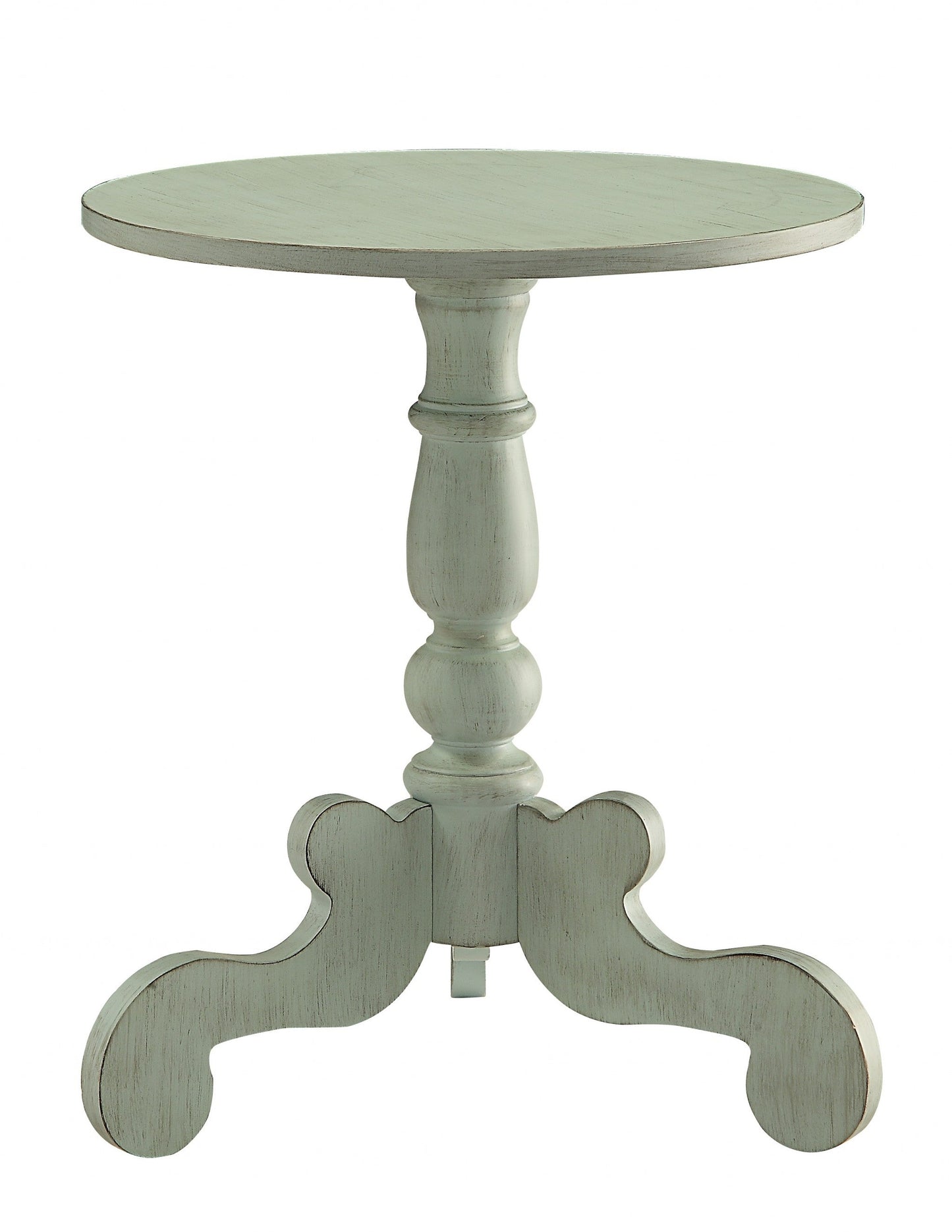 HomeRoots Ornate Sage Green Wooden Side Table