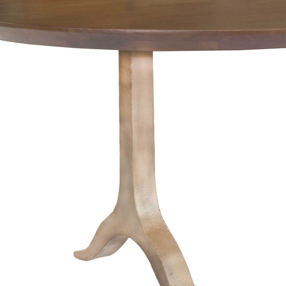 HomeRoots Oval Walnut And Antique Gold Dining Table