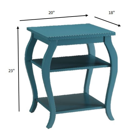 HomeRoots Pop of Color Bow Leg Square End or Side Table in Teal Finish