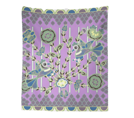 HomeRoots Purple Peacock Duo 80" x 68" Hanging Wall Tapestry