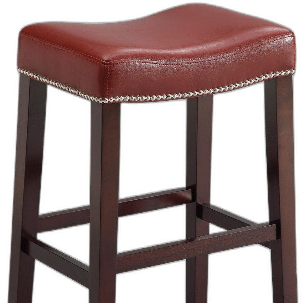 HomeRoots Red And Espresso Bar Stool In Set Of Two