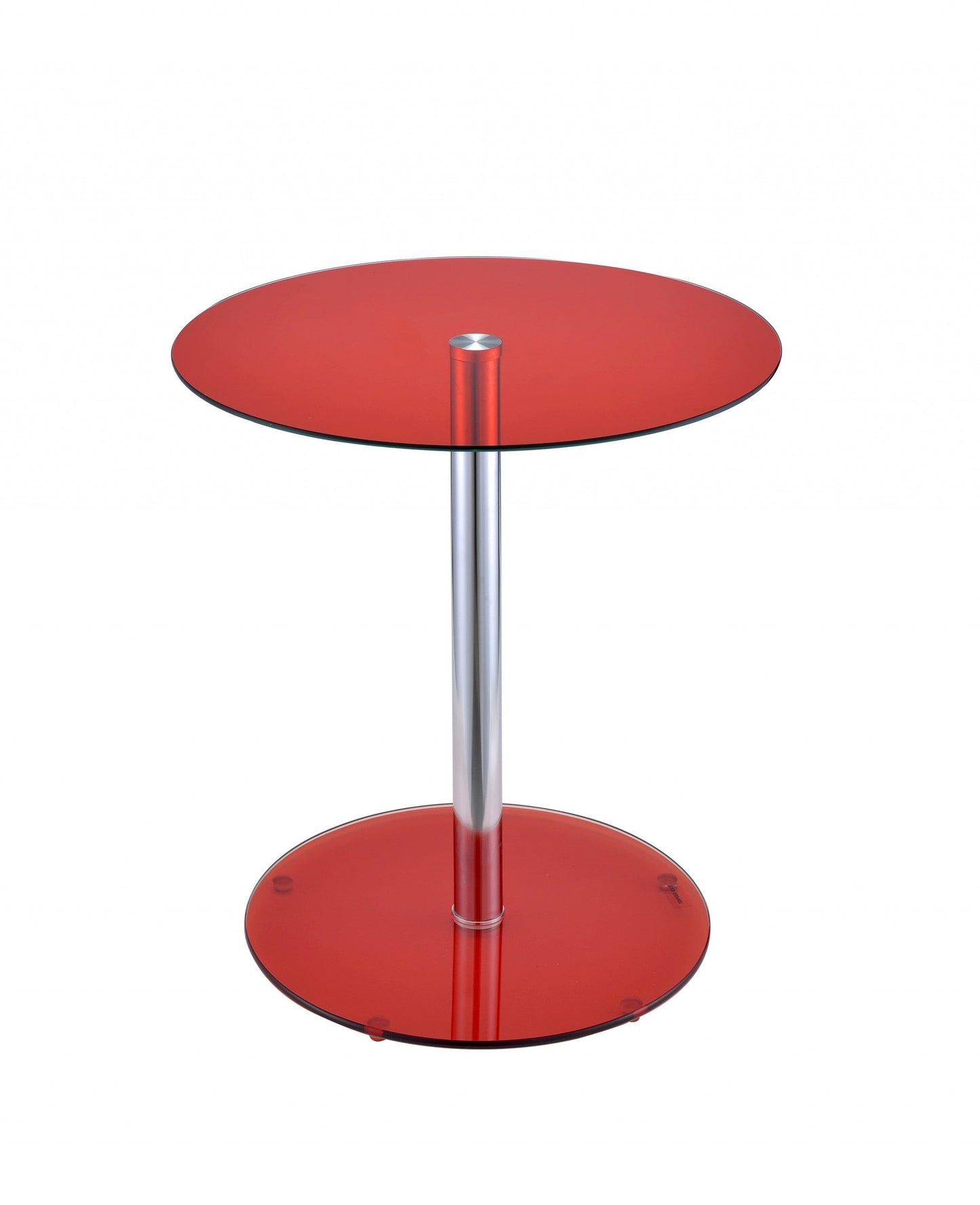HomeRoots Red Glass Double Sphere Side Table
