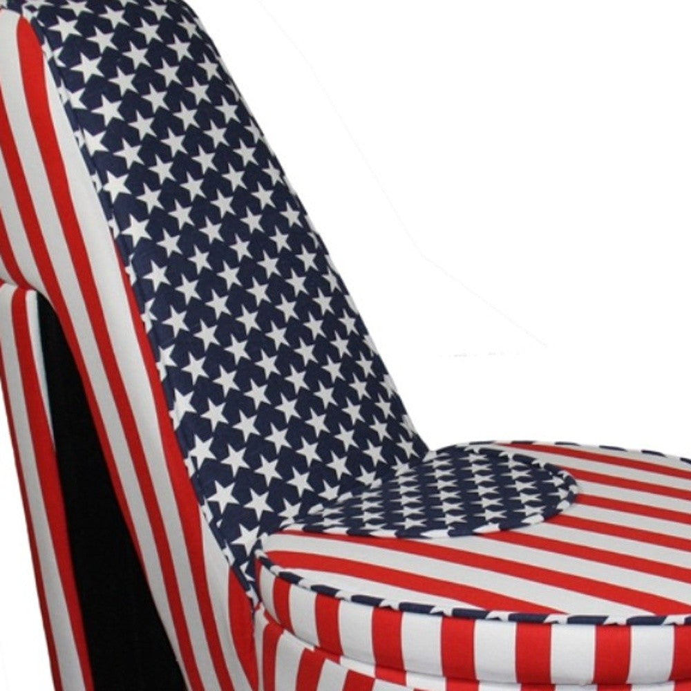 HomeRoots Red White and Blue Patriotic High Heel Shoe Storage Chair in Print 5 Finish