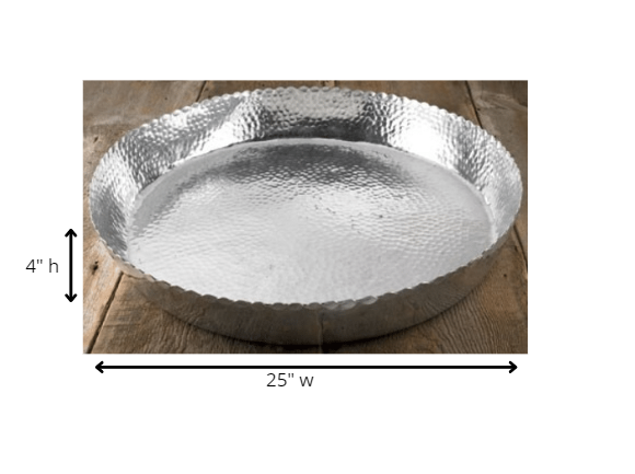 HomeRoots Round Hammered Tray in Silver Finish