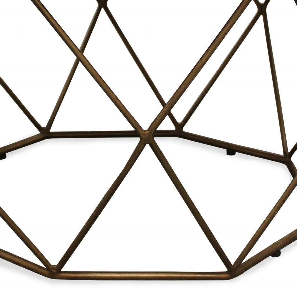 HomeRoots Round Mable and Iron Geometric Coffee Table