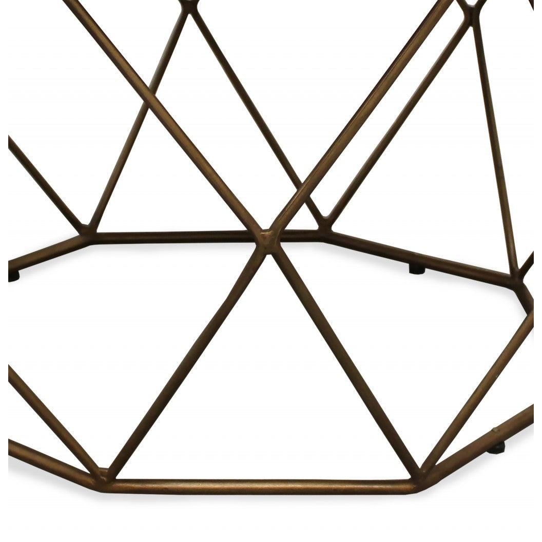 HomeRoots Round Mable and Iron Geometric Coffee Table