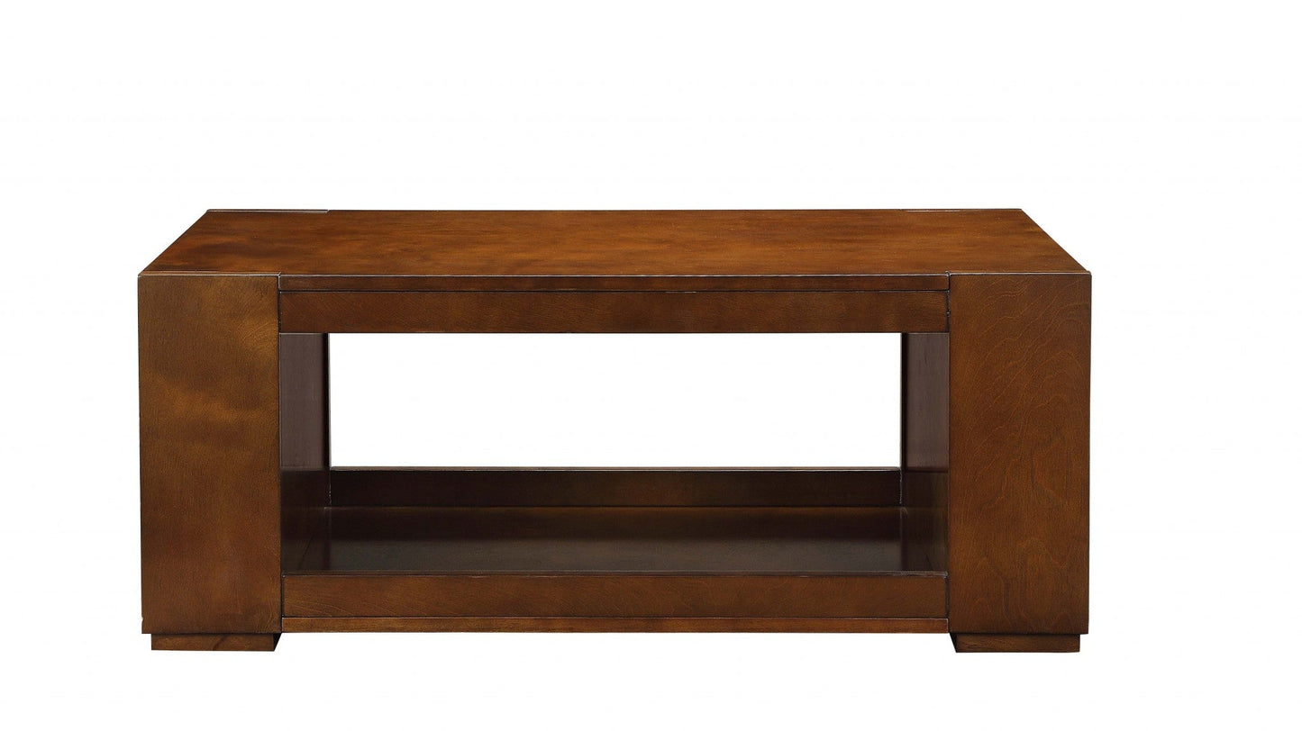 HomeRoots Rustic Brown Chunky Rectangular Wood Coffee Table