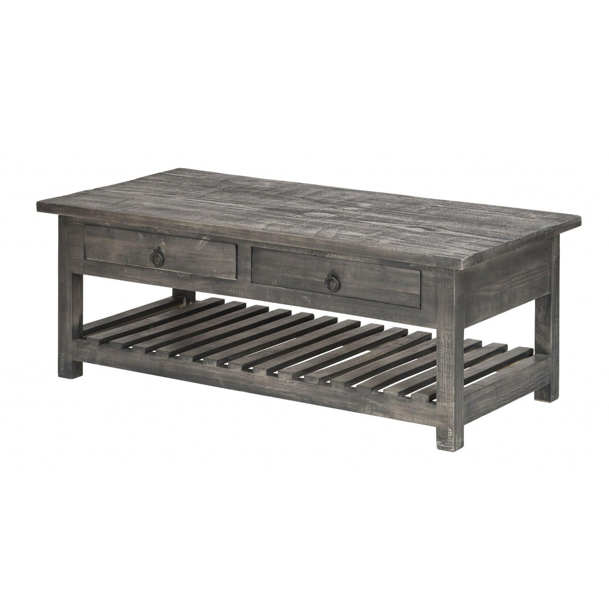 HomeRoots Rustic Gray Wash Wooden Coffee Table with Storage
