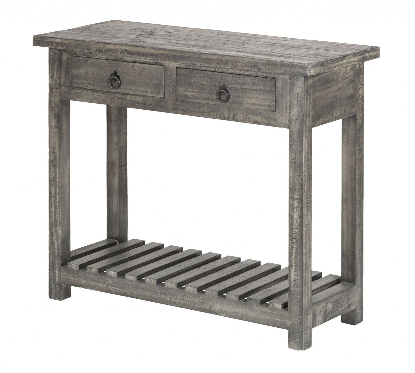 HomeRoots Rustic Gray Wash Wooden Sofa Table With Storage
