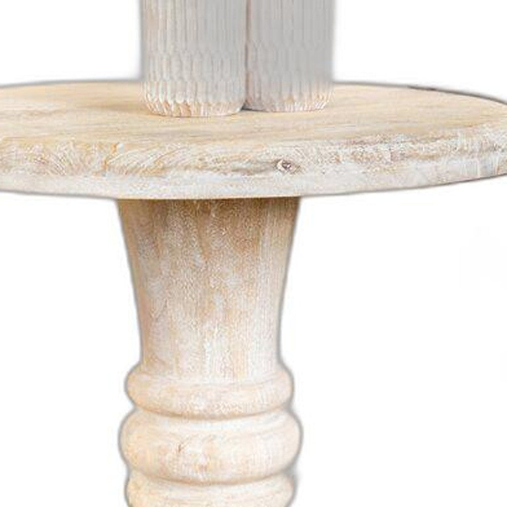 HomeRoots Rustic Natural Turned Pedestal End Table