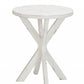 HomeRoots Rustic Round X Base End Table in Modern White Finish