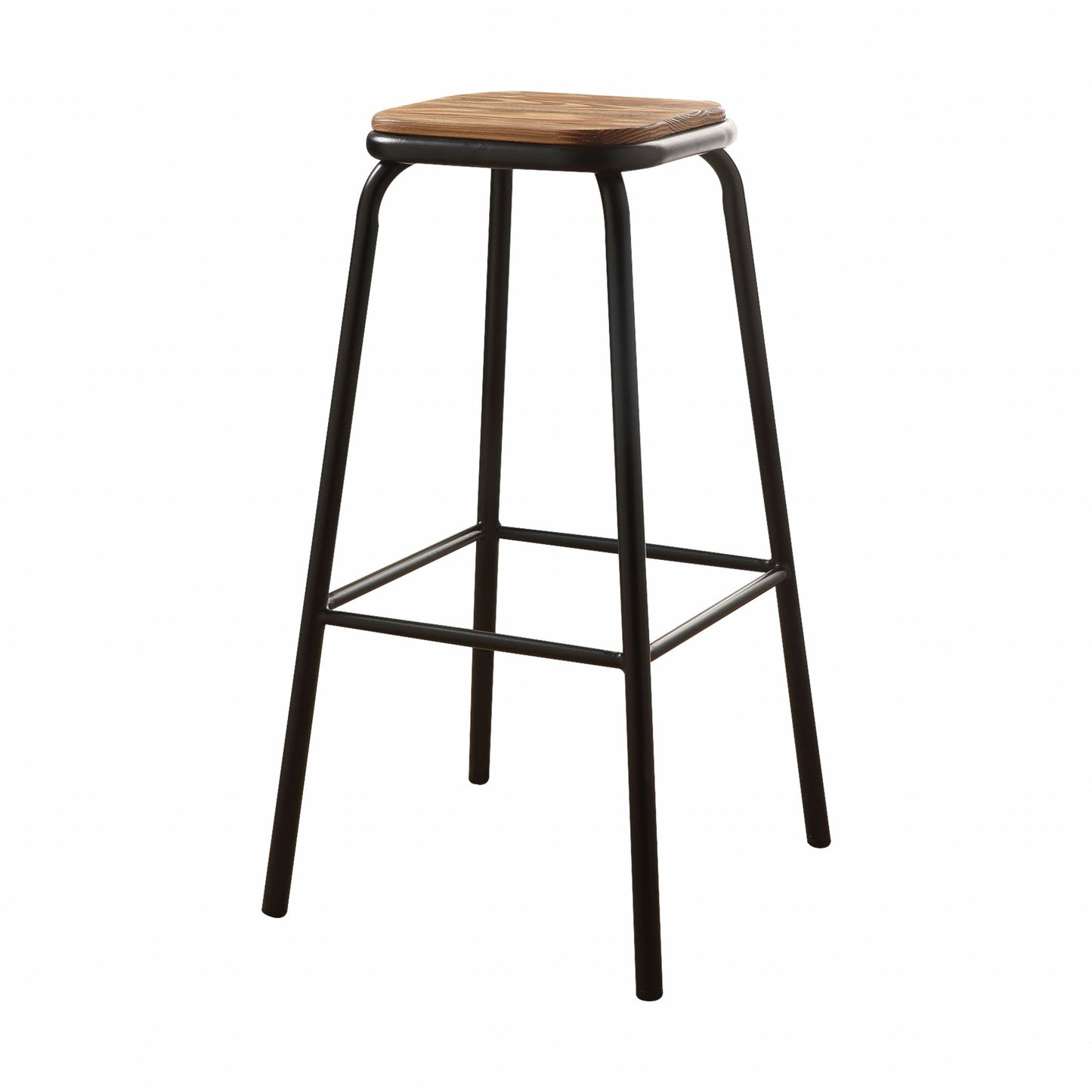 HomeRoots Set of 2 30' Black And Natural Metal base Backless Stools