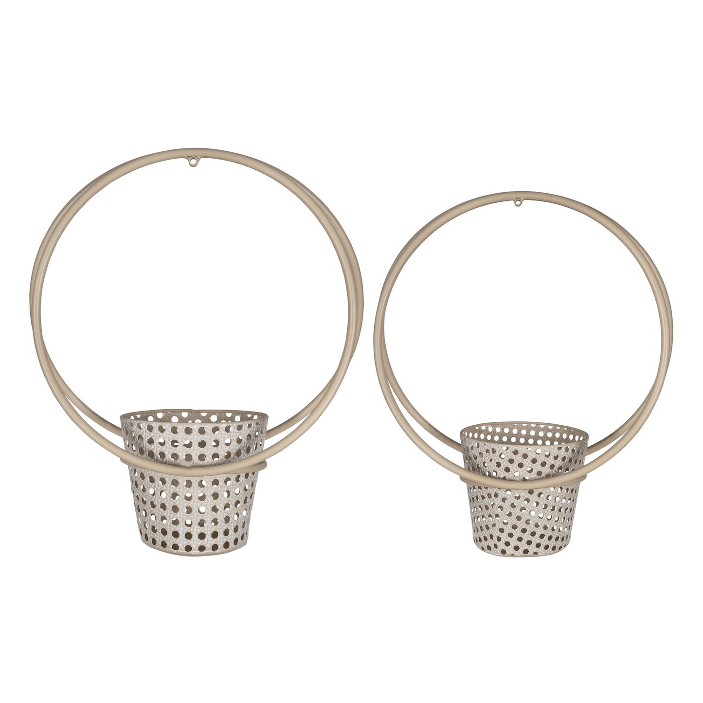 HomeRoots Set of 2 Metallic Cane Wall Planters