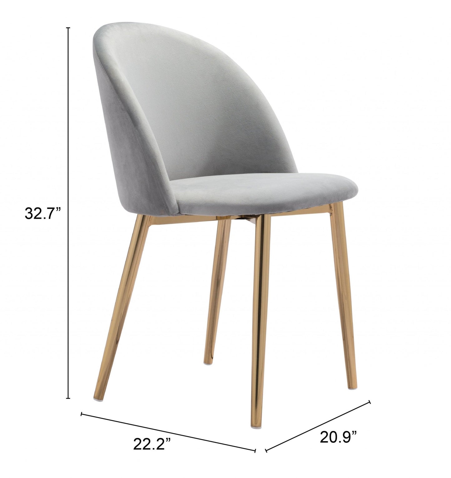 HomeRoots Set of 2 Pale Gray And Gold Modern Pringle Dining Chairs