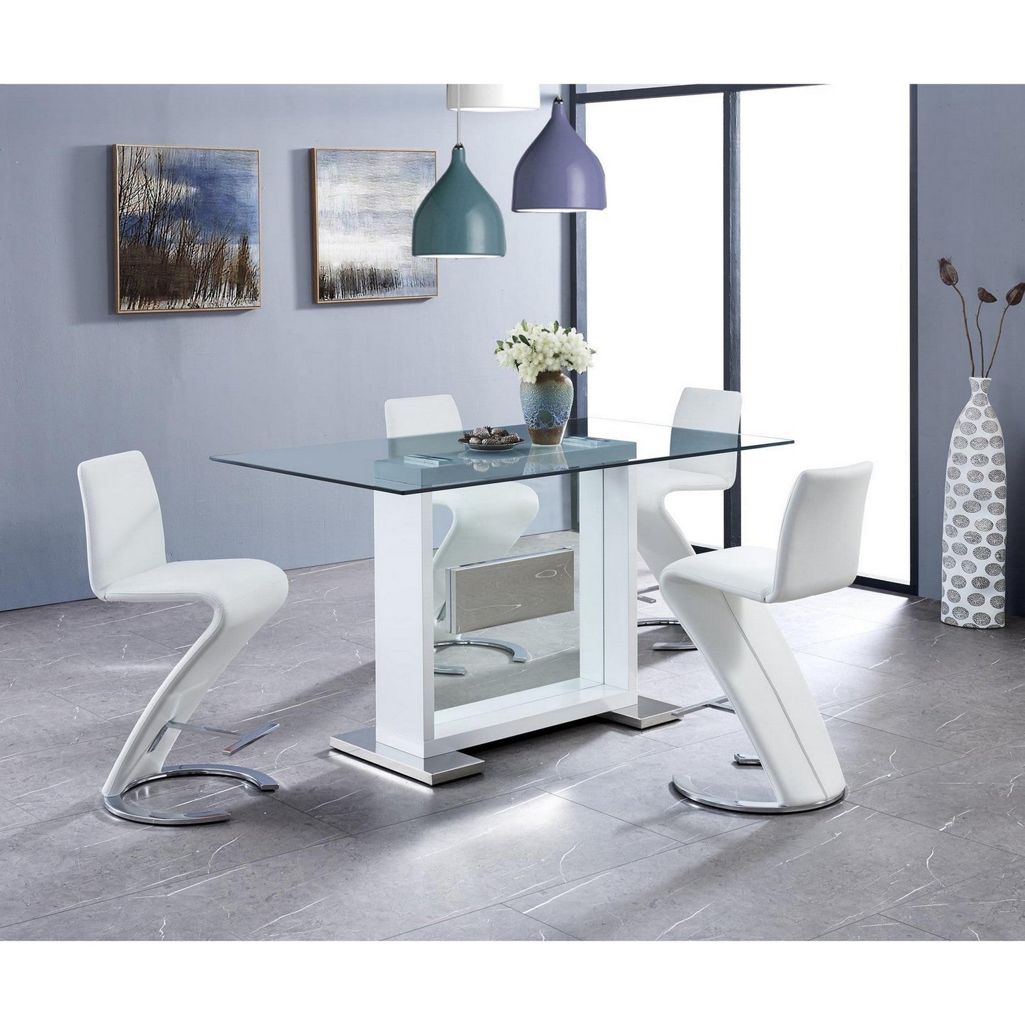 HomeRoots Set of 2 White Z Shape design Barstools with Horse Shoe Shape Base
