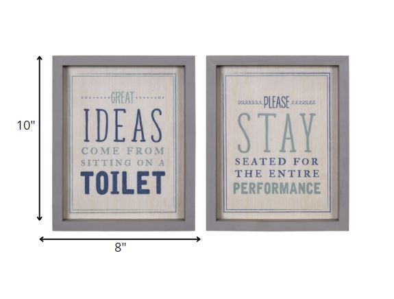 HomeRoots Set of Two Bathroom Themed Wall Art
