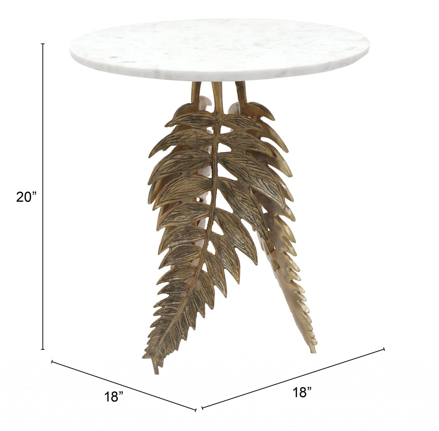 HomeRoots Side Table With Gold Leaf Base
