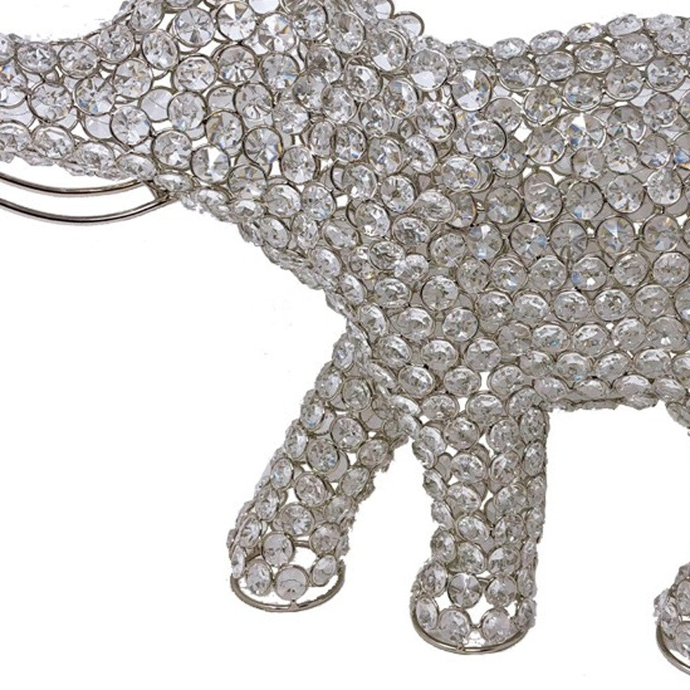 HomeRoots Silver and Faux Crystal Elephant Sculpture
