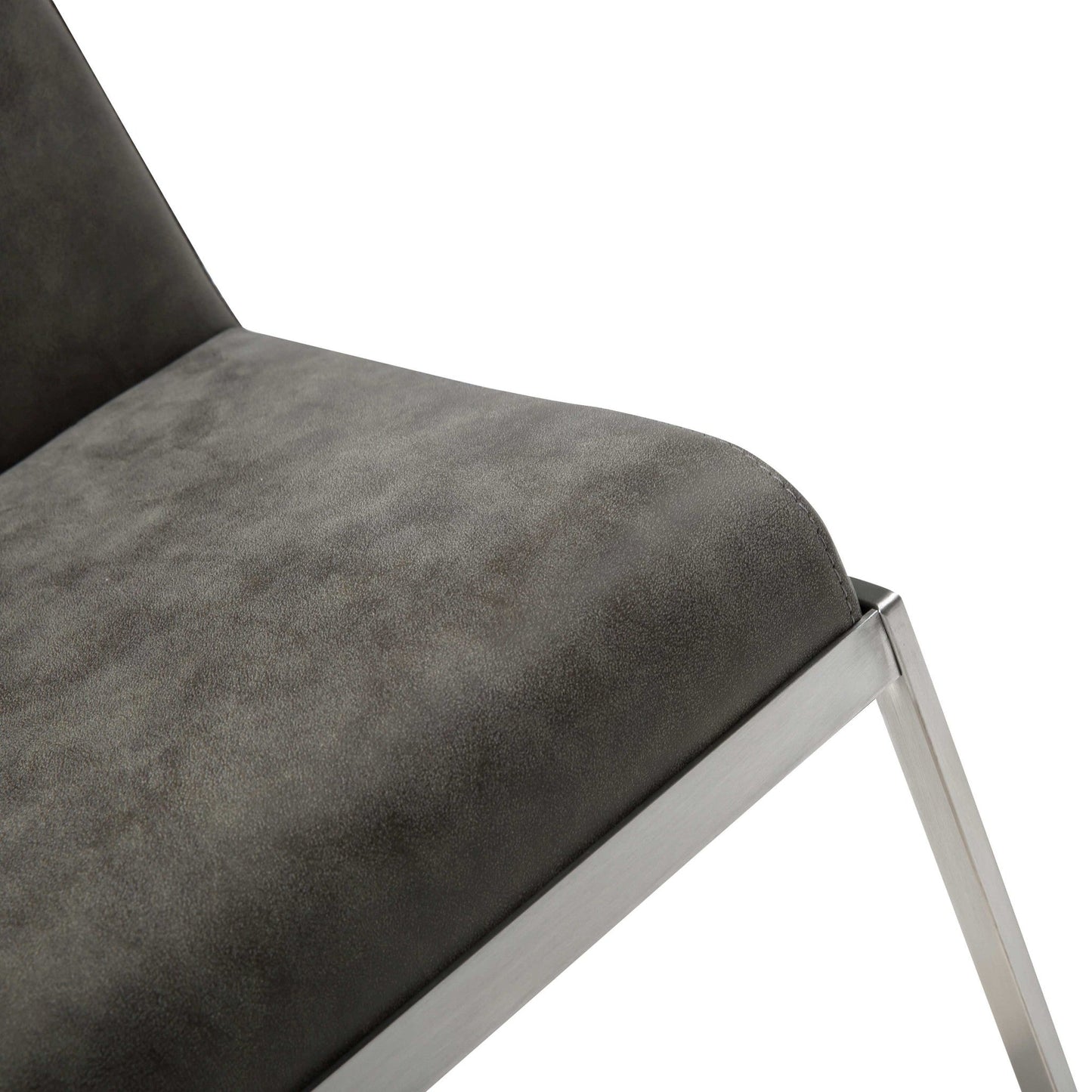 HomeRoots Sleek Dark Gray Faux Leather Adjustable Bar Stool
